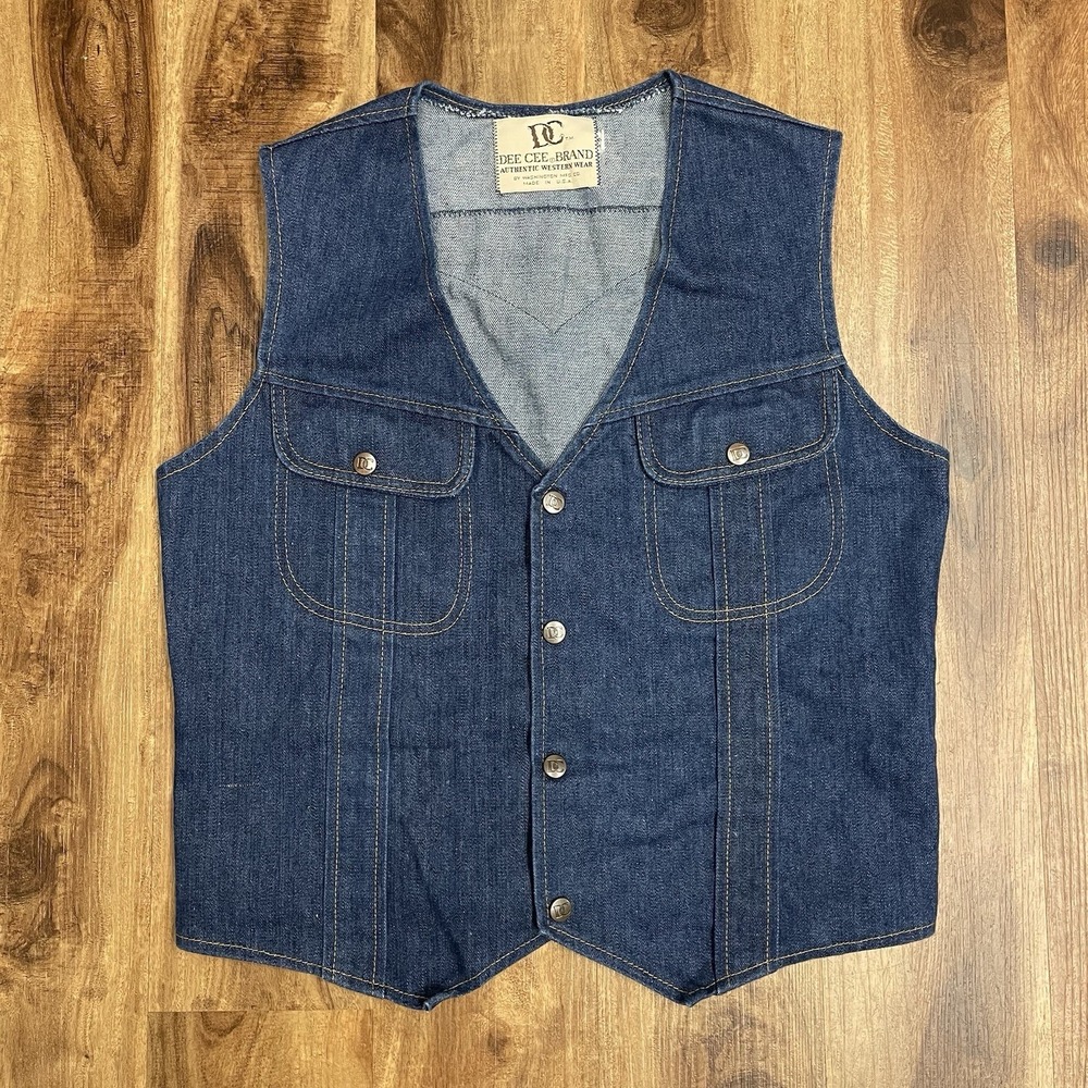 DEE CEE Brand Vintage Denim Vest Men's Size 42 Authentic Western Wear USA Made